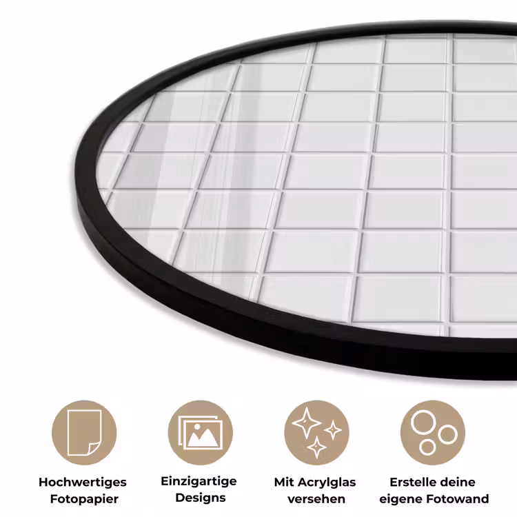 Patroon - Tegels - Grijs - Wit Fotolijst rond zonder passe partout klein 856 -closeup_DE