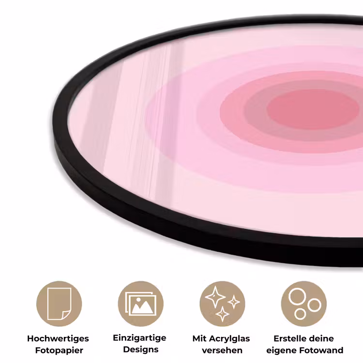 Patroon - Cirkels - Abstract - Roze - Modern Fotolijst rond zonder passe partout klein -closeup_DE