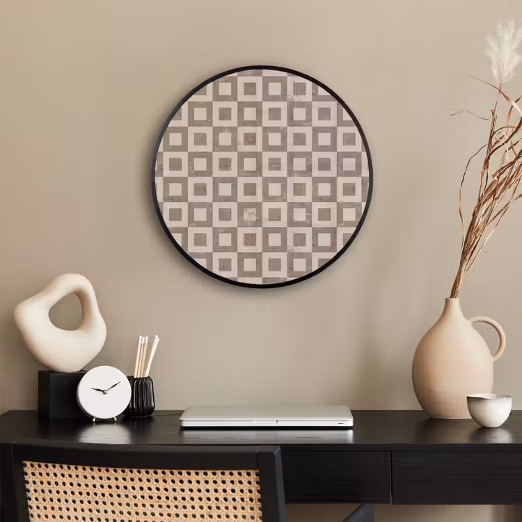 Patroon - Marmer - Beige Fotolijst rond zonder passe partout klein 856 -sfeer1
