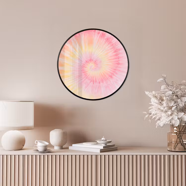 Patroon - Tie Dye - Pasteltinten - Roze Fotolijst rond zonder passe partout klein -sfeer3