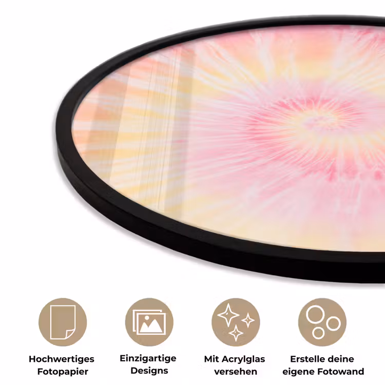 Patroon - Tie Dye - Pasteltinten - Roze Fotolijst rond zonder passe partout klein -closeup_DE