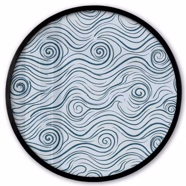 Patroon - Golven - Abstract - Modern - Blauw Fotolijst rond zonder passe partout klein -3d
