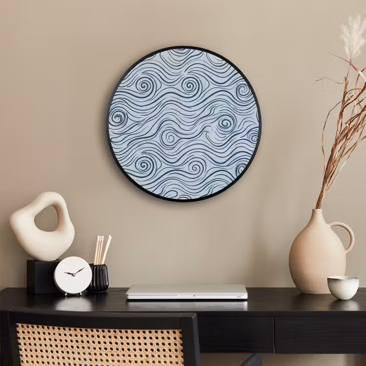 Patroon - Golven - Abstract - Modern - Blauw Fotolijst rond zonder passe partout klein -sfeer1