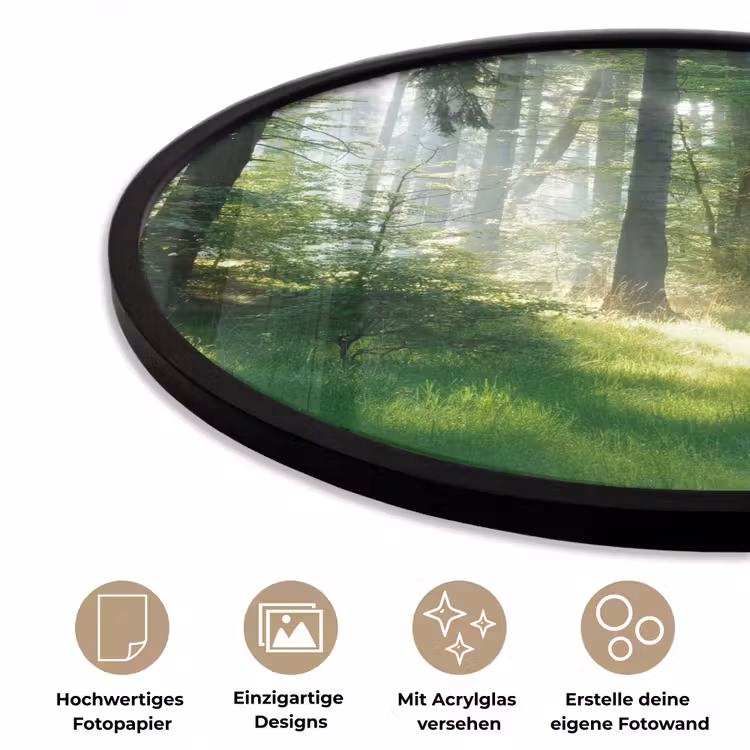 Natuur - Bomen - Bos - Groen - Zon - Gras - Planten Fotolijst rond zonder passe partout klein -closeup_DE