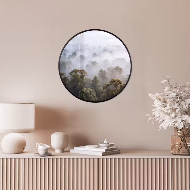 Natuur - Mist - Bos - Ochtend - Goud Fotolijst rond zonder passe partout klein -sfeer3