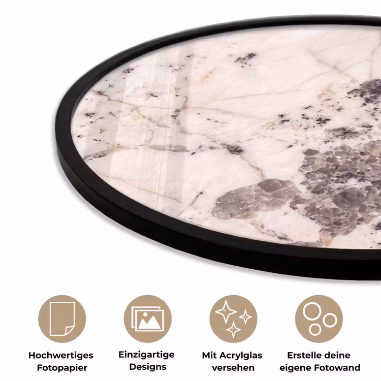 Natuursteen - Patroon - Abstract - Beige - Grijs Fotolijst rond zonder passe partout klein -closeup_DE