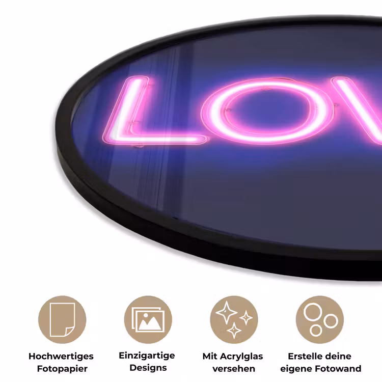 Neon - Love - Valentijn Fotolijst rond zonder passe partout klein -closeup_DE