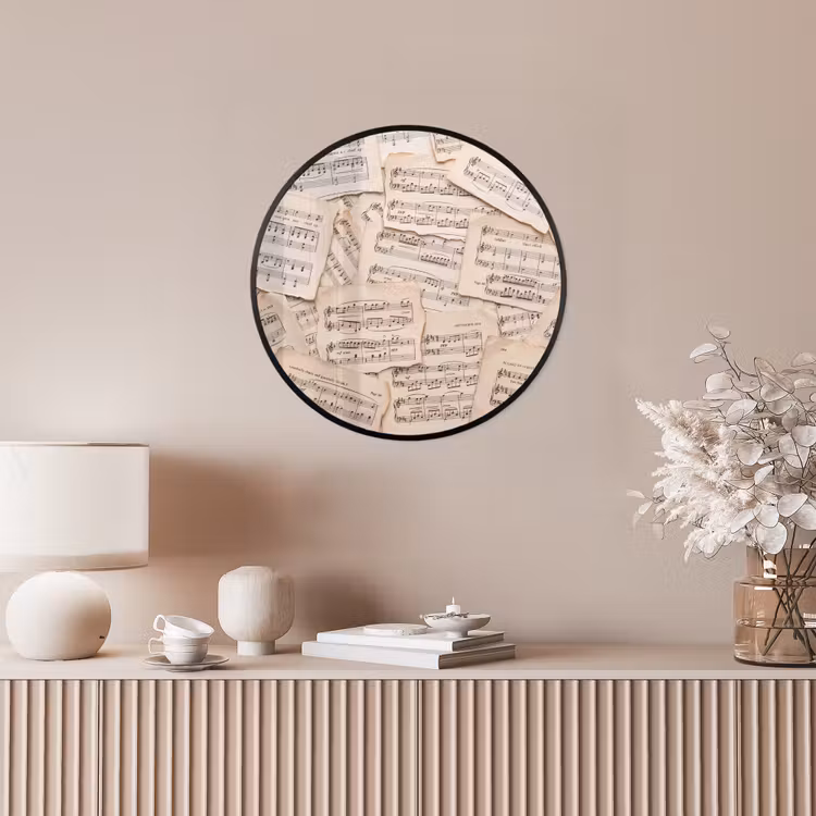 Bladmuziek - Oud - Noten - Vintage - Beige Fotolijst rond zonder passe partout klein -sfeer3