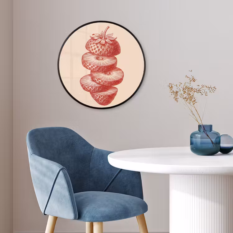 Fruit - Gesneden - Illustratie - Rood - Vintage Fotolijst rond zonder passe partout klein -sfeer2