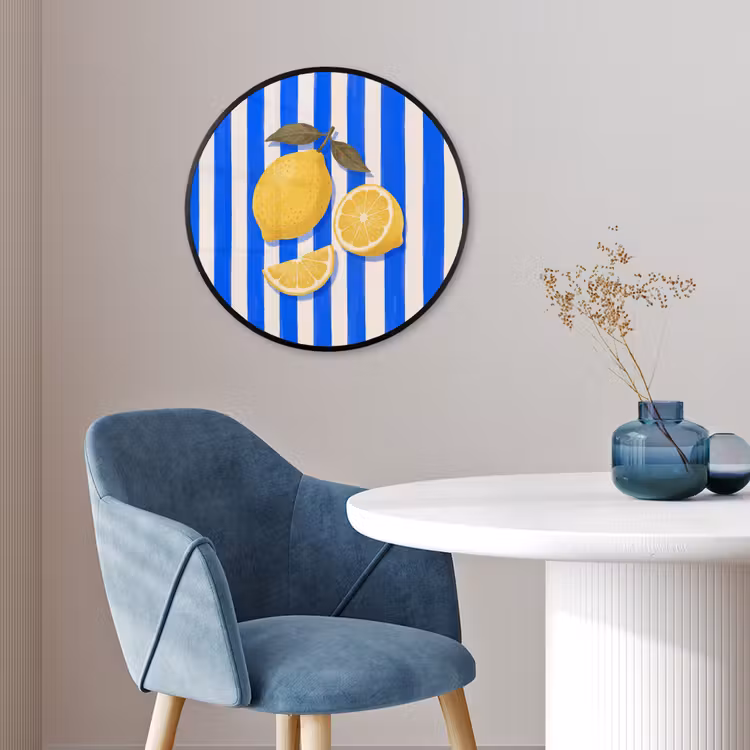 Fruit - Citroen - Zomer - Geel - Blauw Fotolijst rond zonder passe partout klein -sfeer2