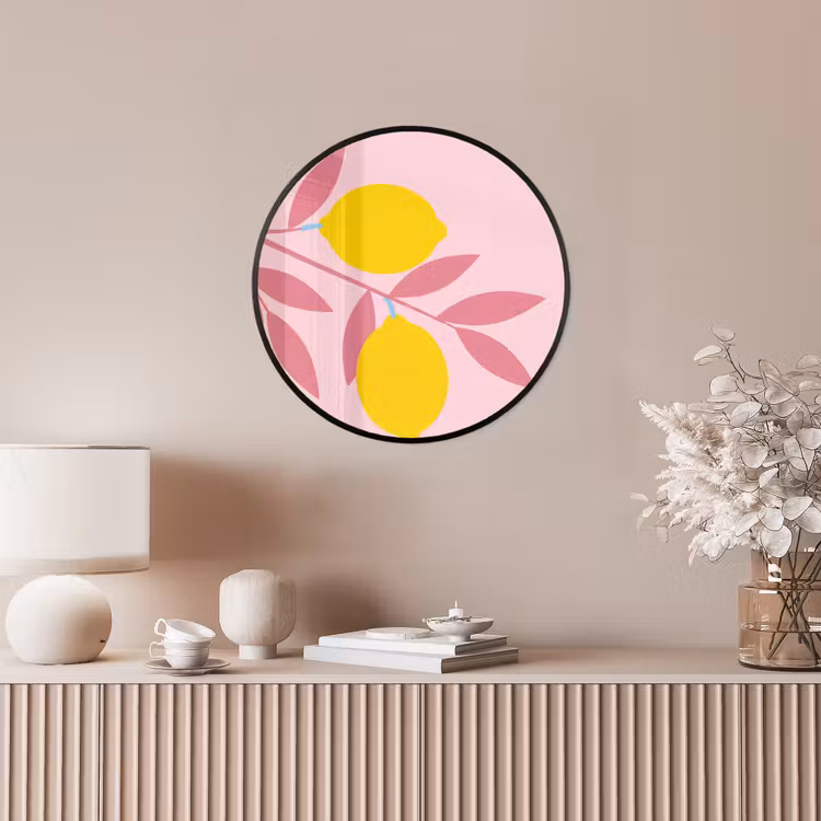 Fruit - Tak - Natuur - Abstract - Roze Fotolijst rond zonder passe partout klein -sfeer3