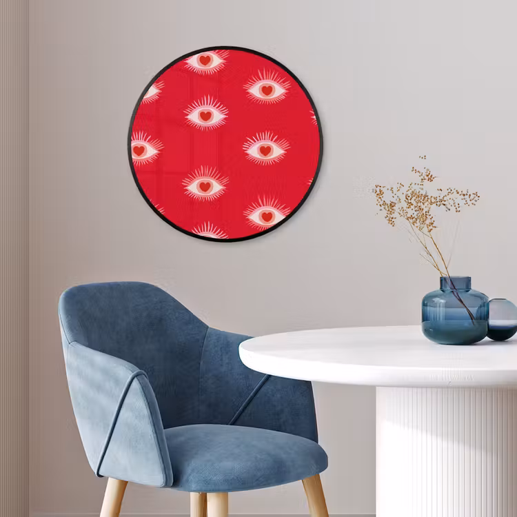 Ogen - Hart - Abstract - Rood - Roze Fotolijst rond zonder passe partout klein 856 -sfeer2