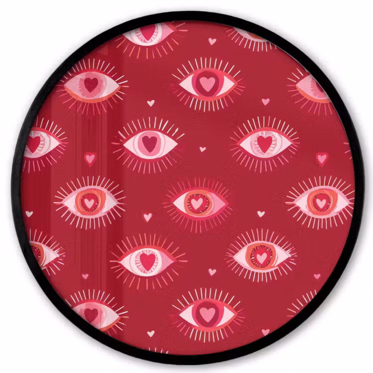 Ogen - Patroon - Roze - Donkerrood Fotolijst rond zonder passe partout klein 856 -3d