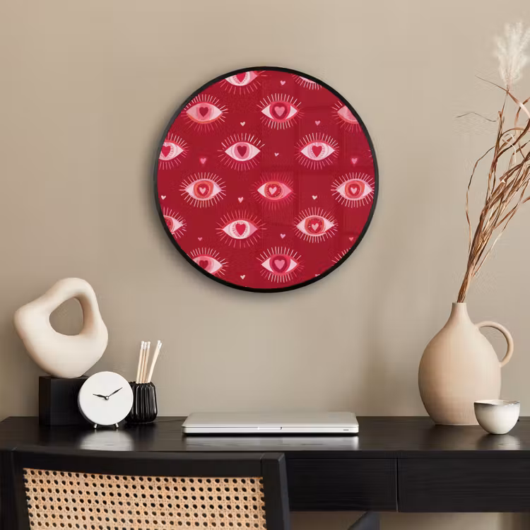 Ogen - Patroon - Roze - Donkerrood Fotolijst rond zonder passe partout klein 856 -sfeer1