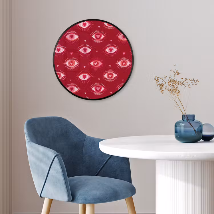 Ogen - Patroon - Roze - Donkerrood Fotolijst rond zonder passe partout klein 856 -sfeer2