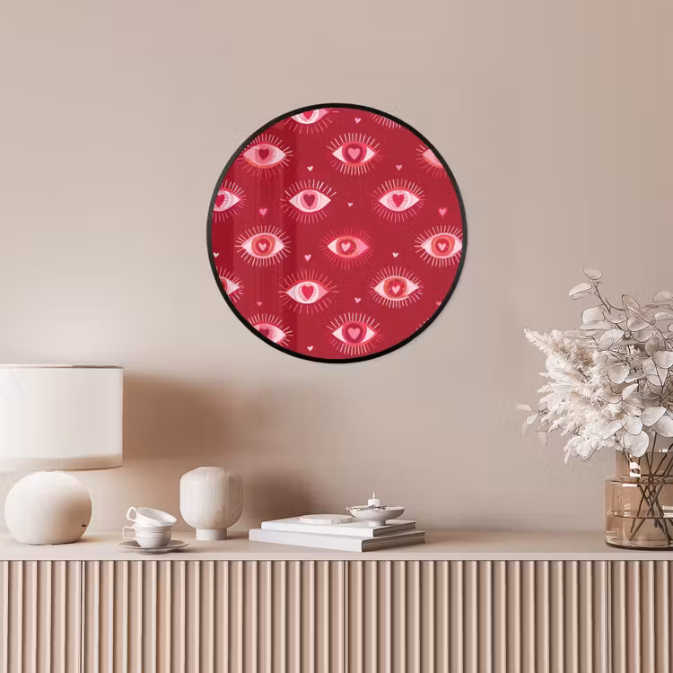 Ogen - Patroon - Roze - Donkerrood Fotolijst rond zonder passe partout klein 856 -sfeer3