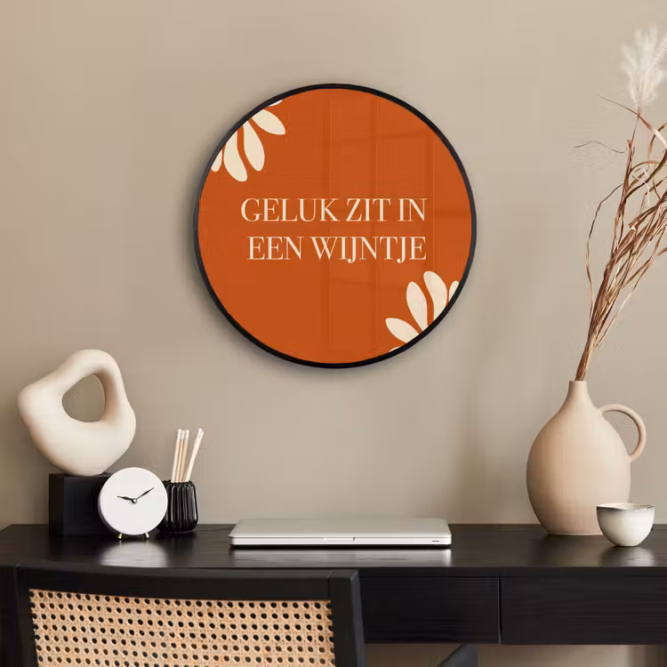 Oranje - Wijntje - Quote Fotolijst rond zonder passe partout klein -sfeer1