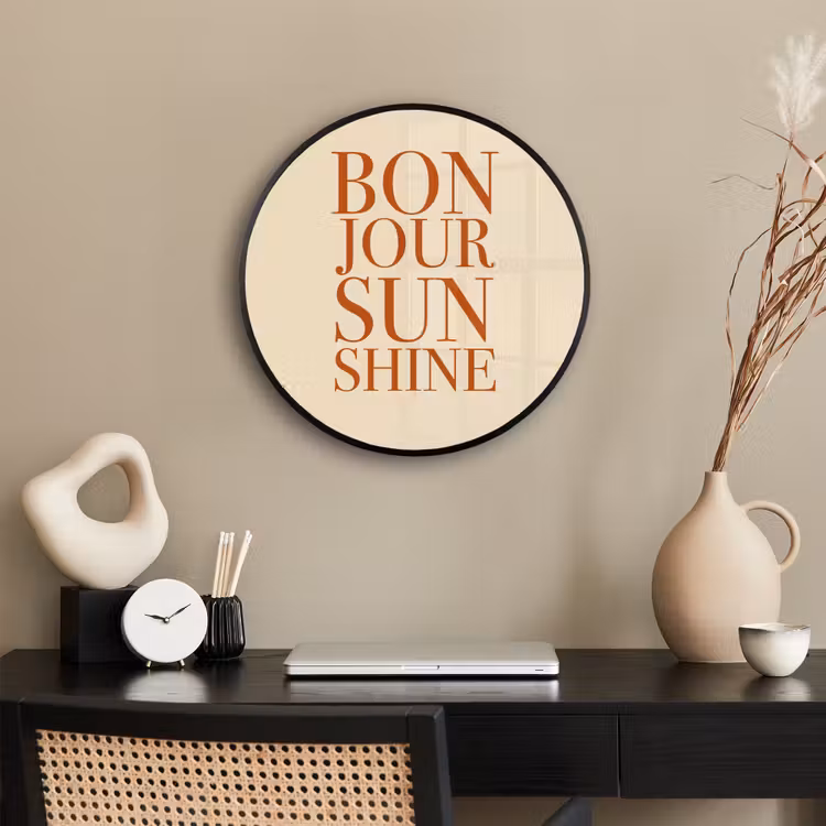 Oranje - Quote - Sun Fotolijst rond zonder passe partout klein -sfeer1