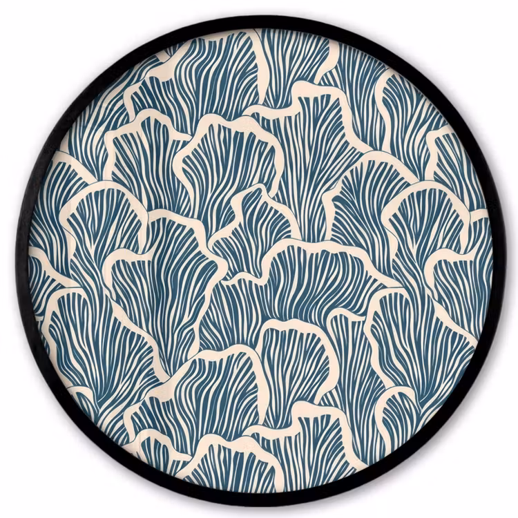 Organisch - Blauw - Crème - Schelpen Fotolijst rond zonder passe partout klein 856 -3d