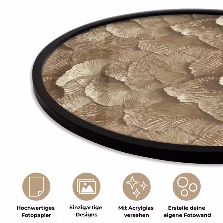 Organisch - Patroon - Bladeren - Goud Fotolijst rond zonder passe partout klein 856 -closeup_DE