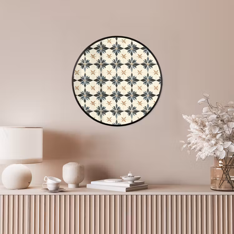 Sierlijk - Ornament - Blauw Fotolijst rond zonder passe partout klein 856 -sfeer3
