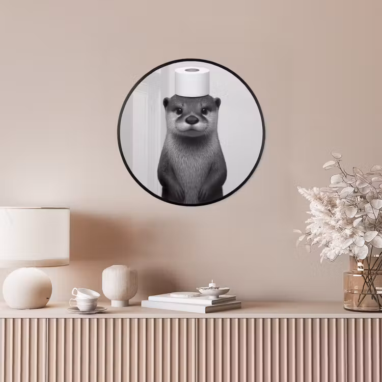 Otter - WC rol - Zwart - Wit Fotolijst rond zonder passe partout klein -sfeer3