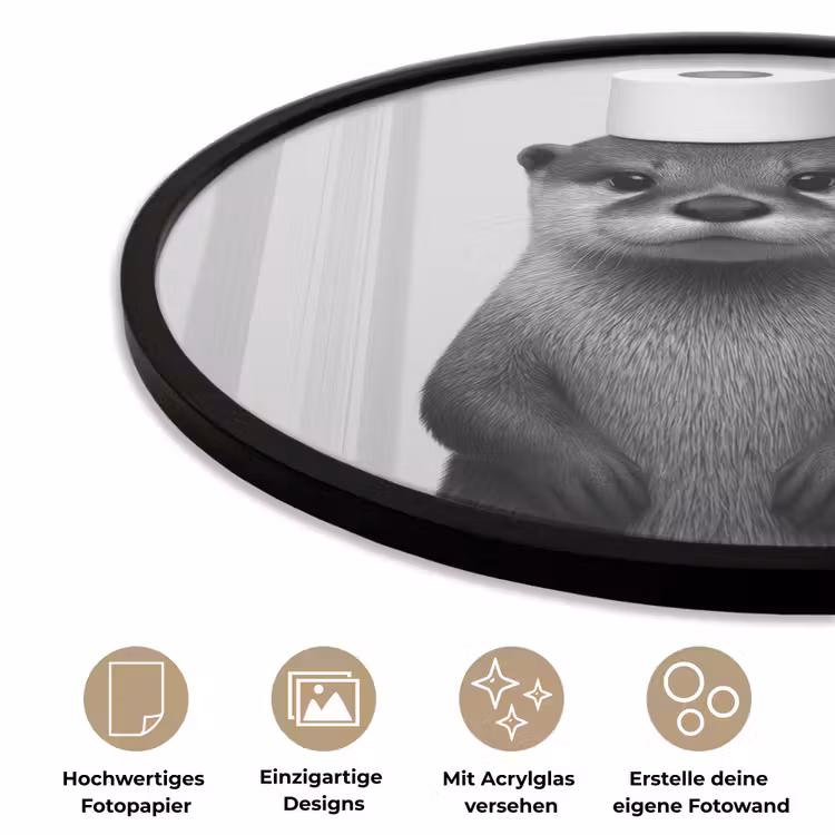 Otter - WC rol - Zwart - Wit Fotolijst rond zonder passe partout klein -closeup_DE