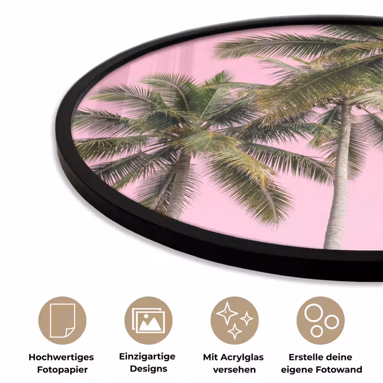 Palmboom - Tropisch - Pink Fotolijst rond zonder passe partout klein -closeup_DE