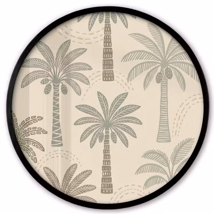 Palmbomen - Patroon - Tropisch - Beige Fotolijst rond zonder passe partout klein -3d
