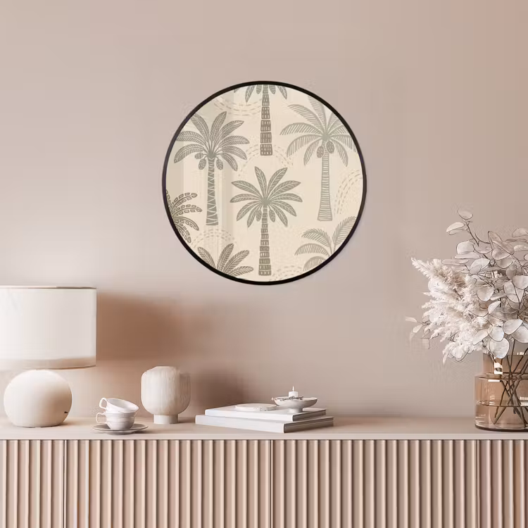 Palmbomen - Patroon - Tropisch - Beige Fotolijst rond zonder passe partout klein -sfeer3