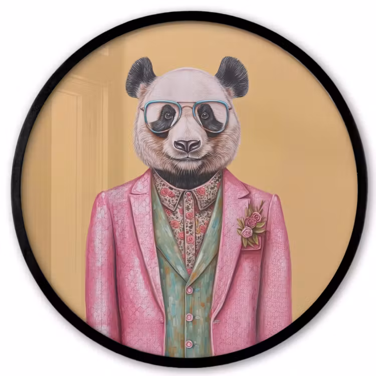 Panda - Pak - Zonnebril - Blauw Fotolijst rond zonder passe partout klein -3d