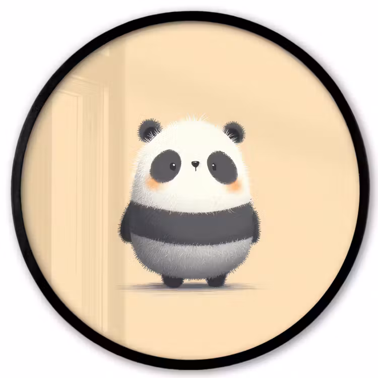 Panda - Beige - Minimalistisch Fotolijst rond zonder passe partout klein -3d
