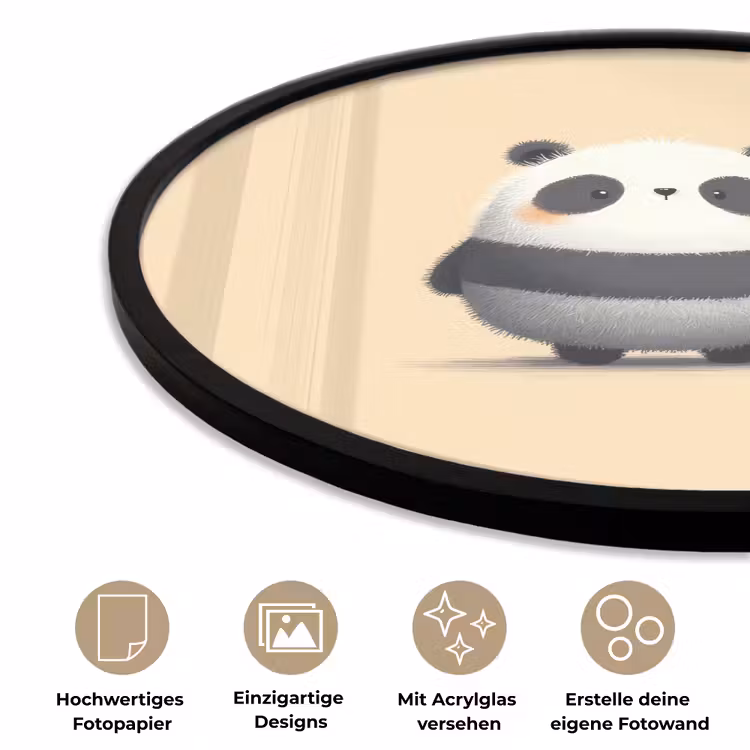 Panda - Beige - Minimalistisch Fotolijst rond zonder passe partout klein -closeup_DE
