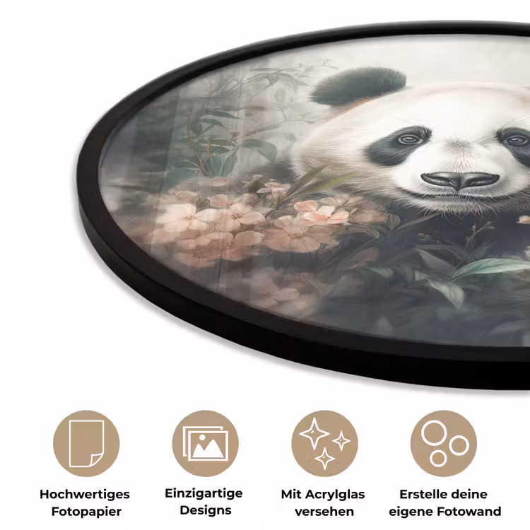 Panda - Dieren - Bloemen - Planten Fotolijst rond zonder passe partout klein -closeup_DE