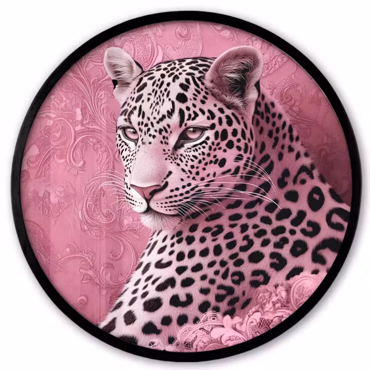 Panter - Luxe - Roze Fotolijst rond zonder passe partout klein -3d