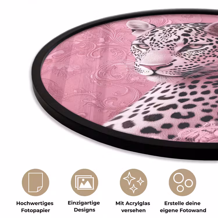 Panter - Luxe - Roze Fotolijst rond zonder passe partout klein -closeup_DE
