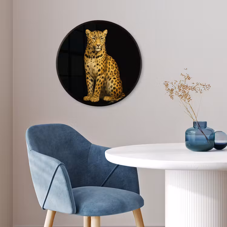 Panter - Realistisch - Bruin Fotolijst rond zonder passe partout klein -sfeer2