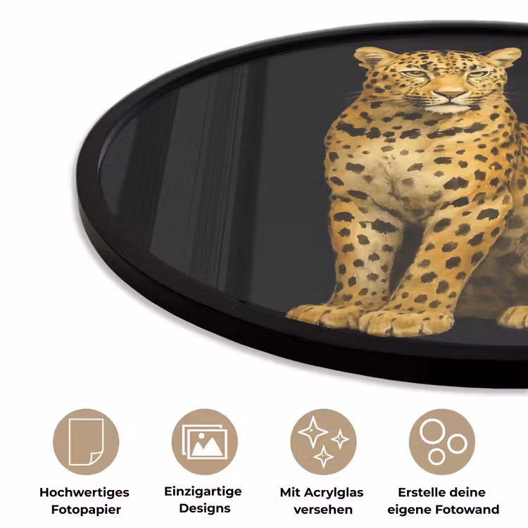 Panter - Realistisch - Bruin Fotolijst rond zonder passe partout klein -closeup_DE