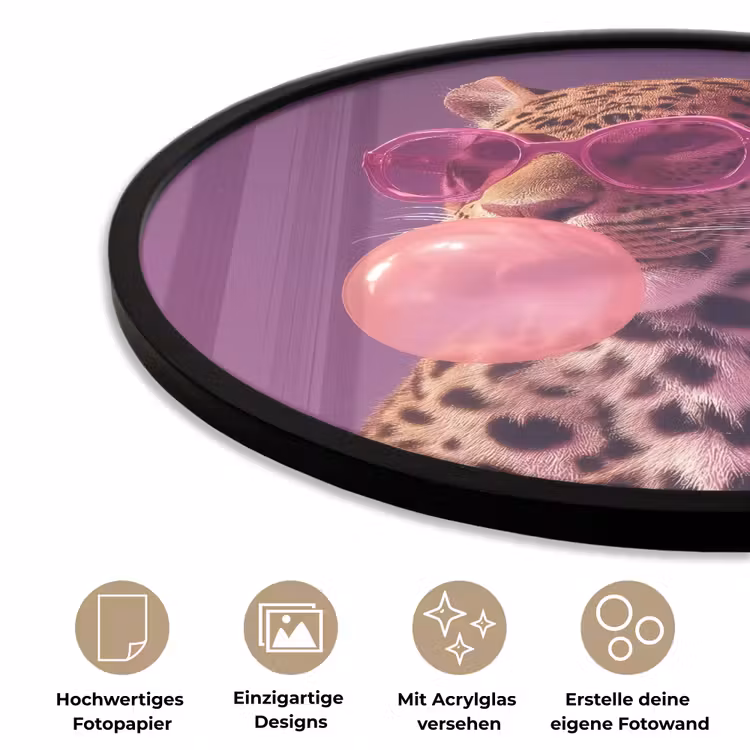 Panter - Zonnebril - Kauwgombel - Roze Fotolijst rond zonder passe partout klein -closeup_DE