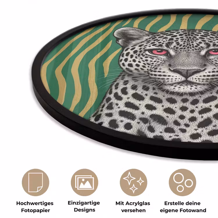 Panter - Zebrapatroon - Groen Fotolijst rond zonder passe partout klein -closeup_DE