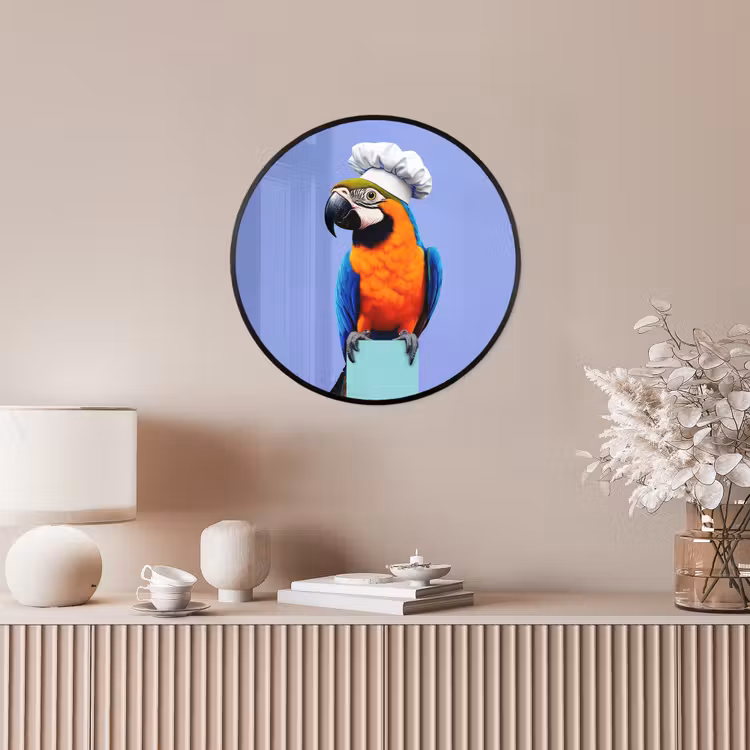 Papegaai - Koksmuts - Vogel - Leuk Fotolijst rond zonder passe partout klein -sfeer3