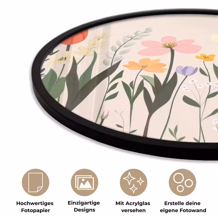 Pasteltinten - Bloemen - Illustratie Fotolijst rond zonder passe partout klein -closeup_DE