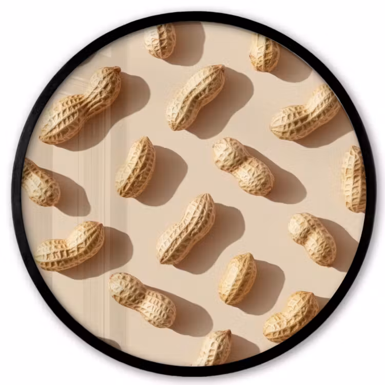 Pinda's - Patroon - Beige Fotolijst rond zonder passe partout klein -3d