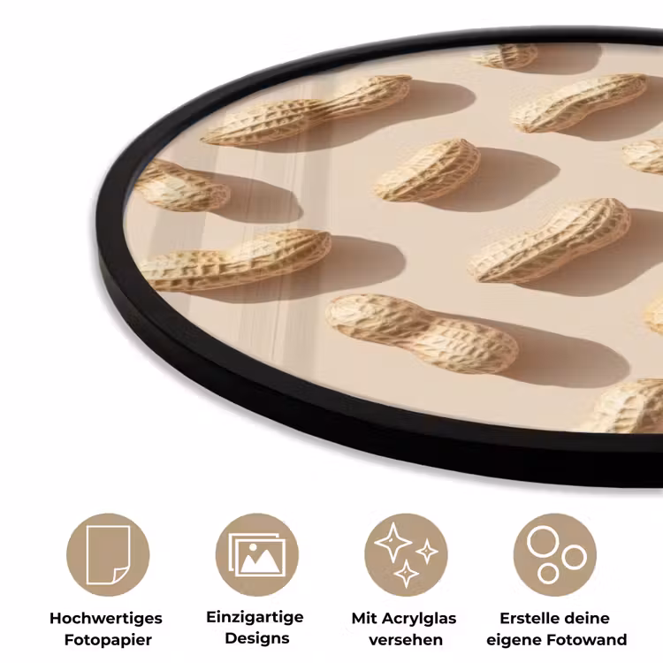 Pinda's - Patroon - Beige Fotolijst rond zonder passe partout klein -closeup_DE