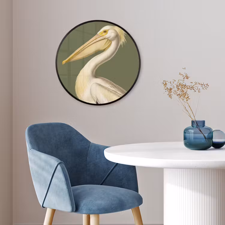 Pelikaan - Wit - Vogel - Klassiek - Natuur Fotolijst rond zonder passe partout klein -sfeer2