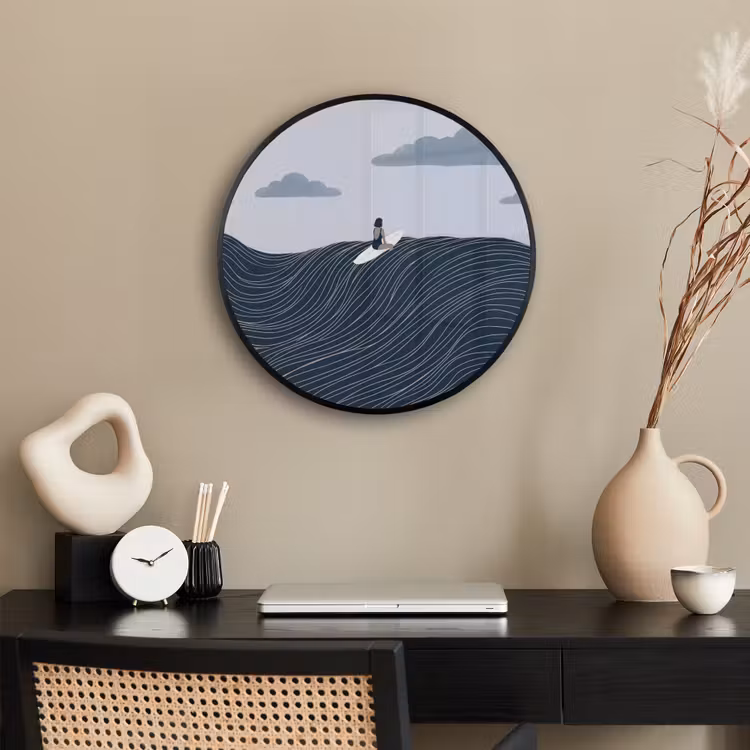 Persoon - Surfen - Oceaan - Natuur - Modern Fotolijst rond zonder passe partout klein -sfeer1