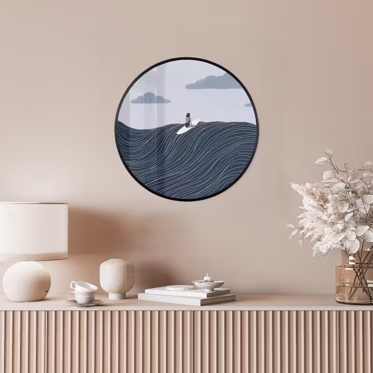 Persoon - Surfen - Oceaan - Natuur - Modern Fotolijst rond zonder passe partout klein -sfeer3