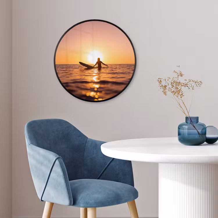 Persoon - Surfen - Zonsondergang - Zee - Oranje Fotolijst rond zonder passe partout klein -sfeer2