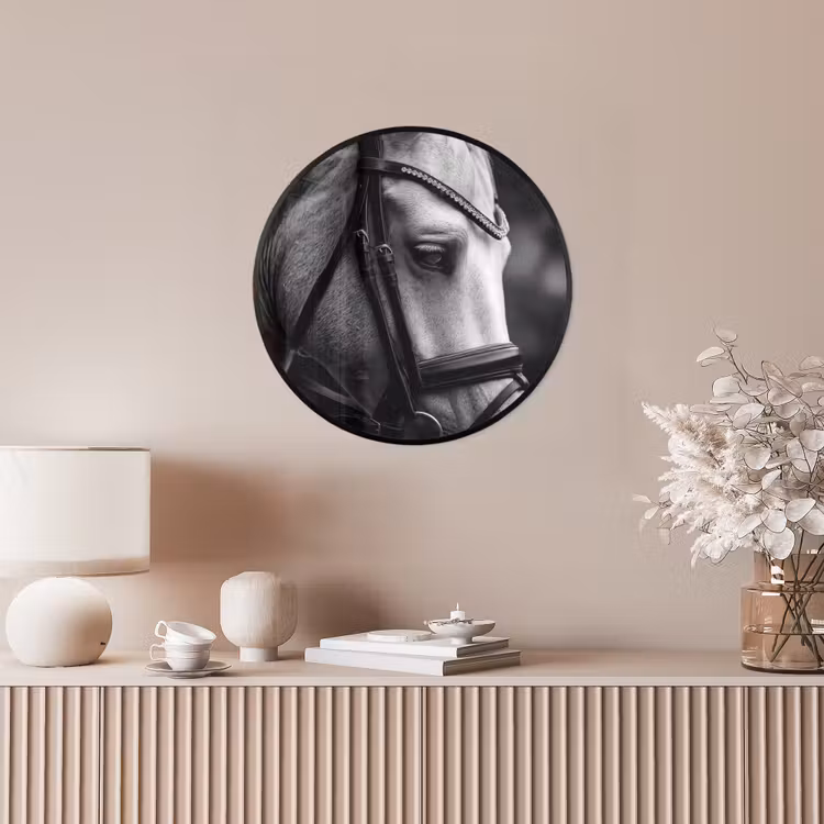 Paard - Schimmel - Portret Fotolijst rond zonder passe partout klein -sfeer3