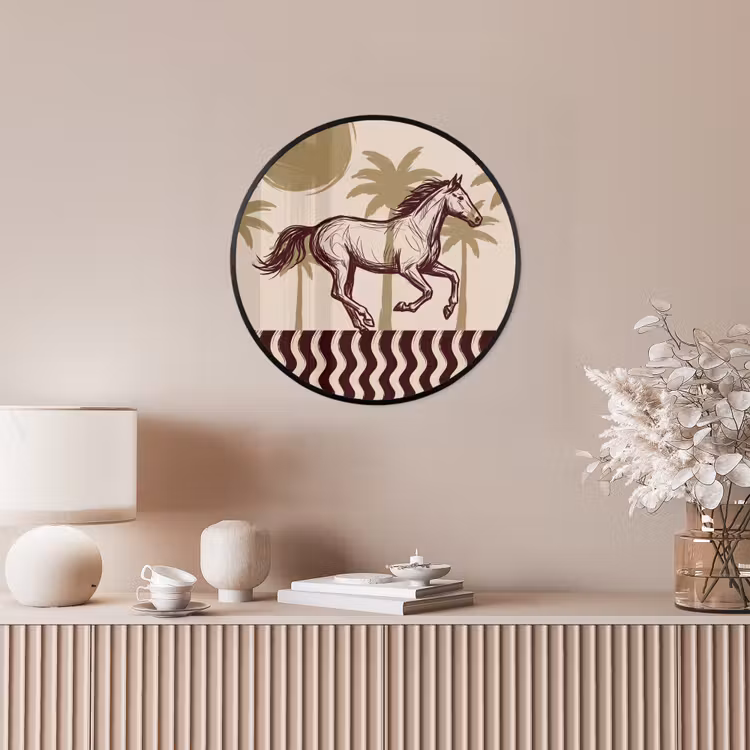 Paard - Galopperend - Woestijn - Illustratie Fotolijst rond zonder passe partout klein -sfeer3